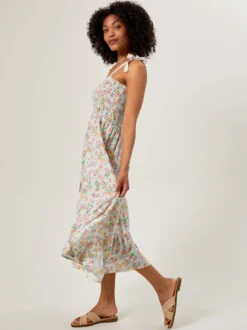 Peyton Floral Smocked Mama Dress -Baby Outfit Shop 001913 DR0094CMTU MINT FLORAL 02