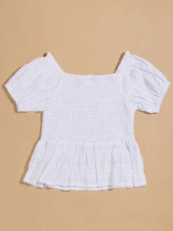 Sienna Puff Sleeve Smock Top -Baby Outfit Shop 001913 SE0016CTTU T WHITE 01