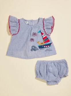 Kyla Sailboat Pinafore Set By MudPie