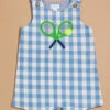 Tyson Tennis Gingham Romper By MudPie -Baby Outfit Shop 001981 10830036 BLUE 00