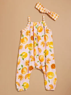 Oakley Oranges Jumpsuit And Headband Set By MudPie