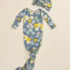 Blue Daisy Knot Gown & Hat Set -Baby Outfit Shop 004030 G 200 BLUE 01