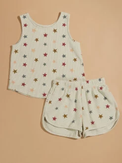 Kaycee Ribbed Stars Tank And Short Set By Rylee + Crew