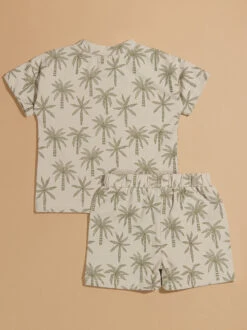 Beach Palms Tee And Shorts Set -Baby Outfit Shop 004136 TSPALM24 GREY 01
