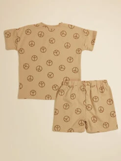 Peace Tee And Shorts Set -Baby Outfit Shop 004136 TSPEACE24 TAN 01