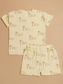 Beach Vacation Shirt And Shorts Set -Baby Outfit Shop 004136 TSTIKI24 TAN 01