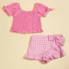 Alice Smocked Top And Gingham Shorts Set -Baby Outfit Shop 004148 S822694 PINK 00