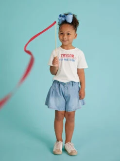 Kaylee Pleated Denim Shorts