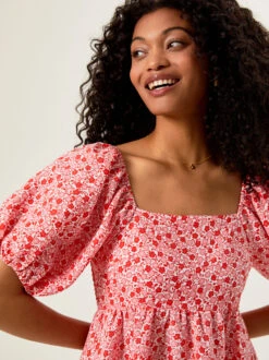 Kendra Floral Smocked Mama Dress -Baby Outfit Shop 004283 330S24RED PINK RED 03